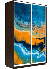 Шкаф 2-х дверный Экспресс 1600x600x2200, Абстракция оранжево-голубая/венге в Магнитогорске