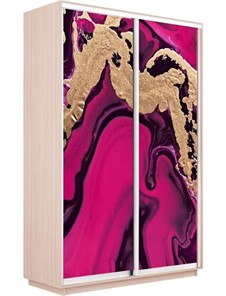 Шкаф 2-створчатый Экспресс 1600x600x2200, Абстракция розовая/дуб молочный в Миассе