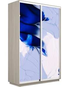 Шкаф-купе двухдверный Экспресс 1600x600x2400, Абстракция бело-голубая/шимо светлый в Челябинске