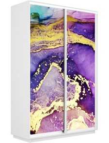 Шкаф Экспресс 1600x600x2400, Абстракция фиолетово-золотая/белый снег в Миассе