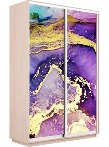 Шкаф Экспресс 1600x600x2400, Абстракция фиолетово-золотая/дуб молочный в Челябинске - предосмотр