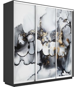 Шкаф 3-х дверный Экспресс 1800х450х2400, Абстракция серая/серый диамант в Миассе