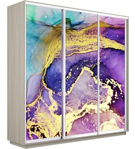 Шкаф трехдверный Экспресс 1800х600х2200, Абстракция фиолетово-золотая/шимо светлый в Магнитогорске