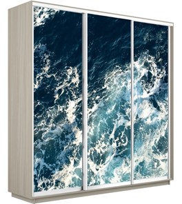 Шкаф 3-дверный Экспресс 1800х600х2200, Морские волны/шимо светлый в Челябинске