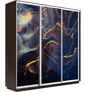 Шкаф 3-х дверный Экспресс 1800х600х2400, Абстракция золотая пыль/венге в Челябинске - предосмотр