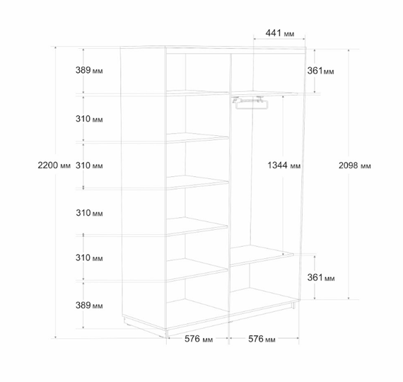 Шкаф 2-х створчатый Экспресс (2 зеркала) 1200x450x2200, бетон в Миассе - изображение 6