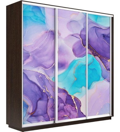 Шкаф трехдверный Экспресс 2100х450х2400, Абстракция фиолетовая/венге в Челябинске - изображение