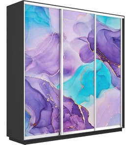 Шкаф 3-дверный Экспресс 2100х600х2200, Абстракция фиолетовая/серый диамант в Челябинске