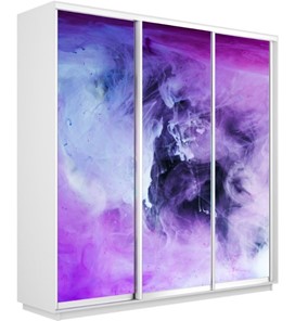 Шкаф 3-х дверный Экспресс 2100х600х2200, Фиолетовый дым/белый снег в Челябинске