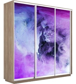 Шкаф 3-дверный Экспресс 2100х600х2200, Фиолетовый дым/дуб сонома в Челябинске