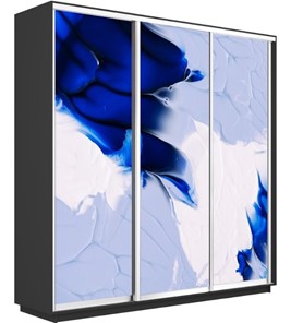 Шкаф 3-створчатый Экспресс 2400х600х2400, Абстракция бело-голубая/серый диамант в Челябинске