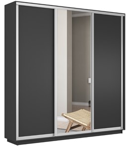 Шкаф 3-х дверный Экспресс (ДСП/Зеркало/ДСП), 1800х600х2200, серый диамант в Миассе
