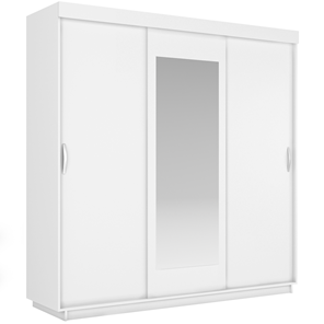 Шкаф трехдверный Лайт (2 ДСП/Зеркало) 1800х595х2120, Белый Снег в Миассе