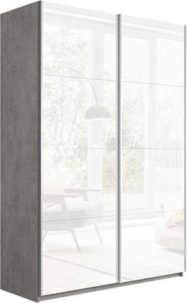 Шкаф Прайм (Белое стекло/Белое стекло) 1200x570x2300, бетон в Миассе - изображение