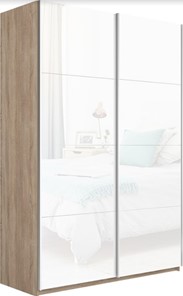 Шкаф Прайм (Белое стекло/Белое стекло) 1600x570x2300, дуб сонома в Магнитогорске
