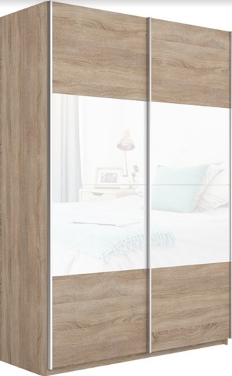 Шкаф 2-дверный Прайм (ДСП/Белое стекло) 1200x570x2300, дуб сонома в Миассе - изображение 4