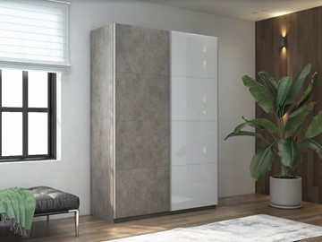 Шкаф 2-дверный Прайм (ДСП/Белое стекло) 1600x570x2300, бетон в Магнитогорске - предосмотр 4