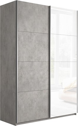 Шкаф 2-дверный Прайм (ДСП/Белое стекло) 1600x570x2300, бетон в Магнитогорске - изображение