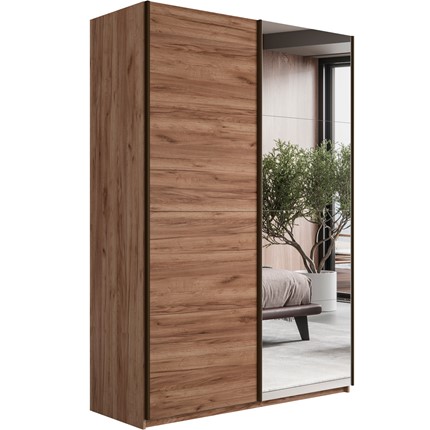 Шкаф 2-дверный Прайм (ДСП/Зеркало) 1600x570x2300, Крафт табачный в Миассе - изображение