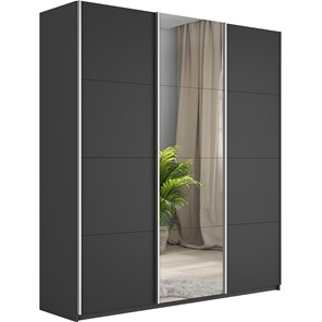 Шкаф 3-дверный Широкий Прайм (2 ДСП / Зеркало) 2400x570x2300,  Серый диамант в Копейске