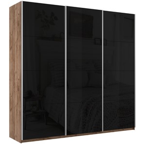 Шкаф Широкий Прайм (Черное стекло) 2400x570x2300, Крафт Табачный в Миассе