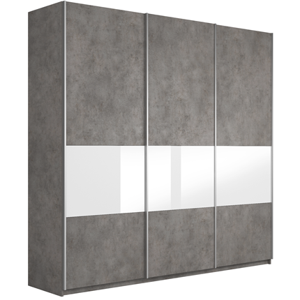 Шкаф Широкий Прайм (ДСП / Белое стекло) 2400x570x2300, Бетон в Златоусте - изображение
