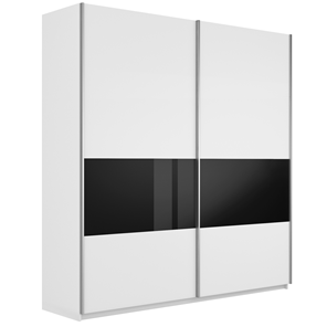 Шкаф 2-створчатый Широкий Прайм (ДСП / Черное стекло) 2200x570x2300, Белый снег в Копейске