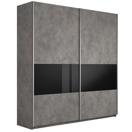 Шкаф Широкий Прайм (ДСП / Черное стекло) 2200x570x2300, Бетон в Копейске - изображение