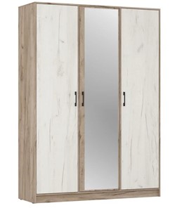 Шкаф трехдверный ШР3/1 Соната с зеркалом Дуб Крафт Серый - Дуб Крафт Белый в Миассе