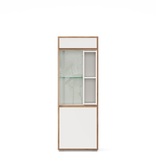 Шкаф-витрина в гостиную малый Лайн Белый ЛД 693.020 в Челябинске - изображение 1