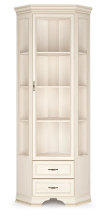 Угловой шкаф-витрина Сиена, Бодега белый / патина золото в Магнитогорске - изображение