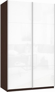 Шкаф 2-створчатый Прайм (Белое стекло/Белое стекло) 1400x570x2300, венге в Миассе