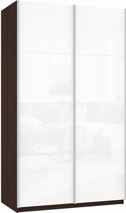 Шкаф 2-створчатый Прайм (Белое стекло/Белое стекло) 1400x570x2300, венге в Челябинске - изображение