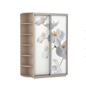 Шкаф 2-х створчатый Экспресс 1700x600x2400, со стеллажом, Орхидея белая/дуб молочный в Челябинске