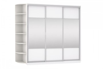 Шкаф 3-створчатый Экспресс (Комби), со стеллажом 2100х600х2400, белый снег в Копейске