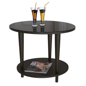 Журнальный круглый стол Мебелик BeautyStyle - 10, венге/стекло черное в Миассе