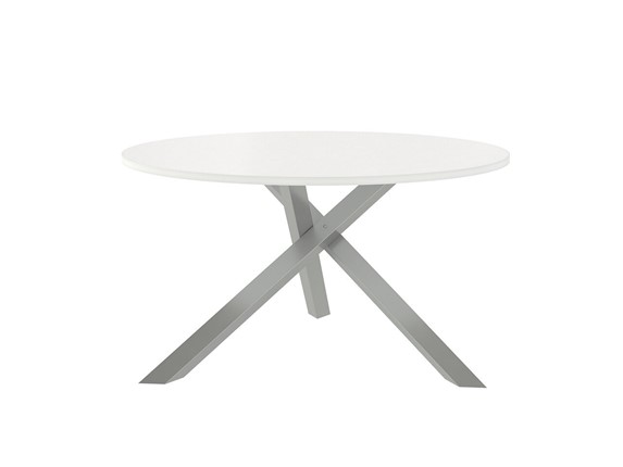 Круглый столик Триада-15Д, Металлик/Белый в Магнитогорске - изображение