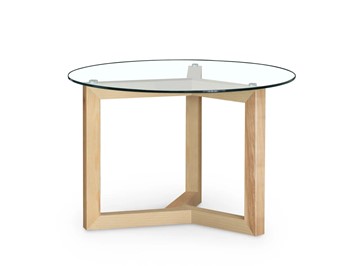 Стеклянный столик в гостиную Оникс-8, Натуральный массив/Прозрачное стекло в Челябинске