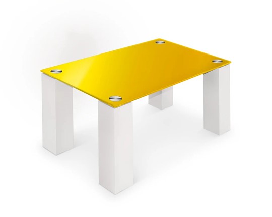 Журнальный столик Колизей-8, белый/желтое стекло в Миассе - изображение