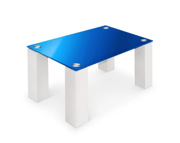 Журнальный столик Колизей-8, белый/синее стекло в Копейске