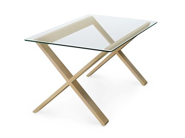 Стеклянный столик Оникс-11, Натуральный массив/Прозрачное стекло в Миассе