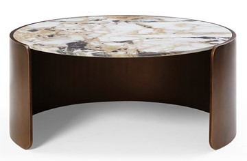 Журнальный стол CT3095CL (D90) белая керамика /бронзовый в Магнитогорске