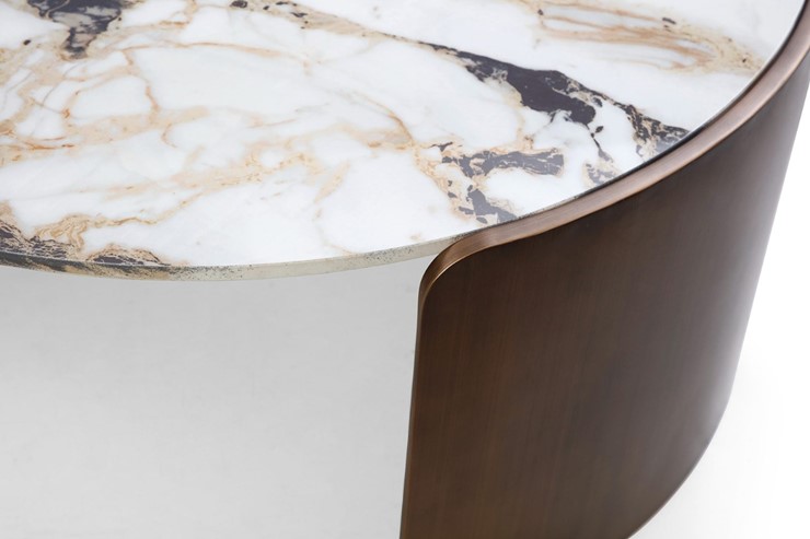 Журнальный стол CT3095CL (D90) белая керамика /бронзовый в Миассе - изображение 4