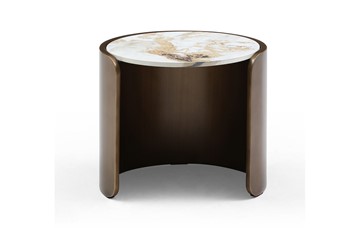 Круглый журнальный стол ET3095CI (D40) белая керамика /бронзовый в Миассе - предосмотр