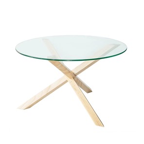 Стеклянный столик в гостиную Оникс-3, Натуральный массив/Прозрачное стекло в Златоусте