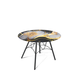 Круглый столик SHT-S100 / SHT-TT32 60 стекло/МДФ (черный алмаз/черный муар) в Магнитогорске
