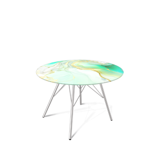 Круглый столик Sheffilton SHT-S37 / SHT-TT32 60 стекло/МДФ (лазурно голубой/хром лак) в Миассе