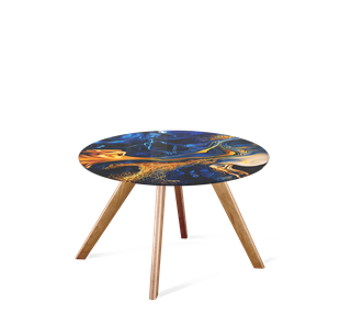Круглый стол SHT-S39 / SHT-TT32 60 стекло/МДФ (синий сапфир/светлый орех) в Магнитогорске
