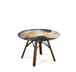 Круглый столик SHT-S70 / SHT-TT32 60 стекло/МДФ (черный алмаз/темный орех/черный муар) в Магнитогорске