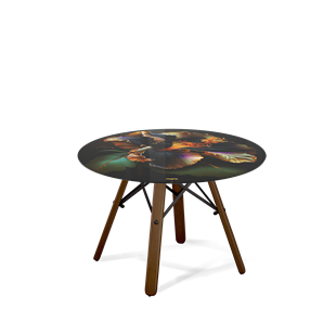 Круглый столик SHT-S70 / SHT-TT32 60 стекло/МДФ (ночной цветок/темный орех/черный муар) в Златоусте